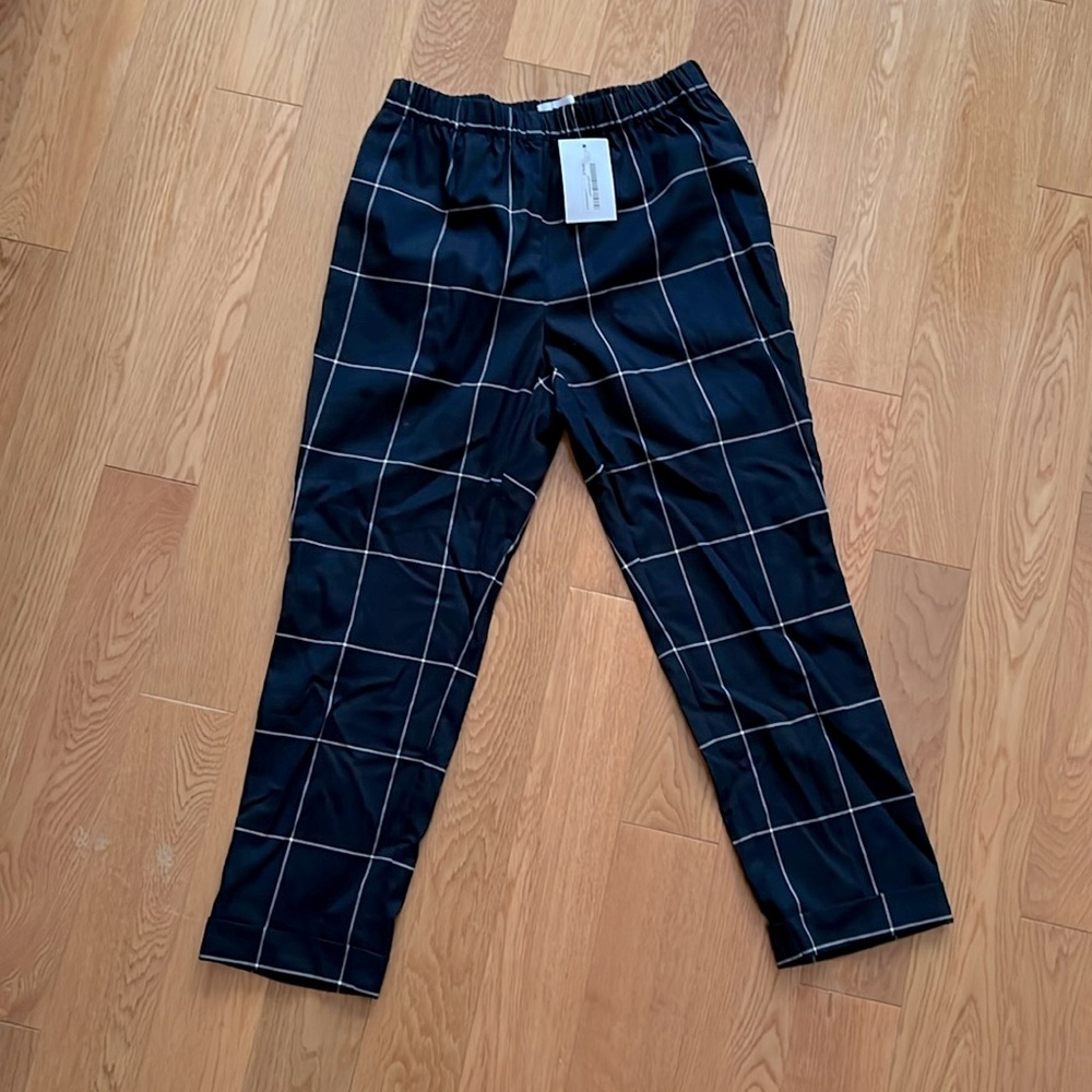 NWT Oak + Fort Navy Check Pull On Pants